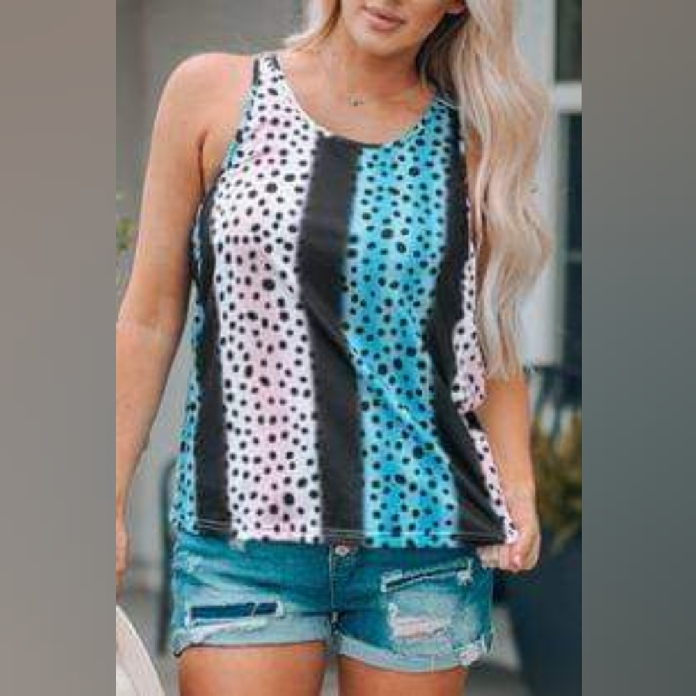NEW WITH TAGS Green White Black Animal Print Tank